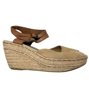JACQUES LEVINE Camel Elise Wedge Sandals